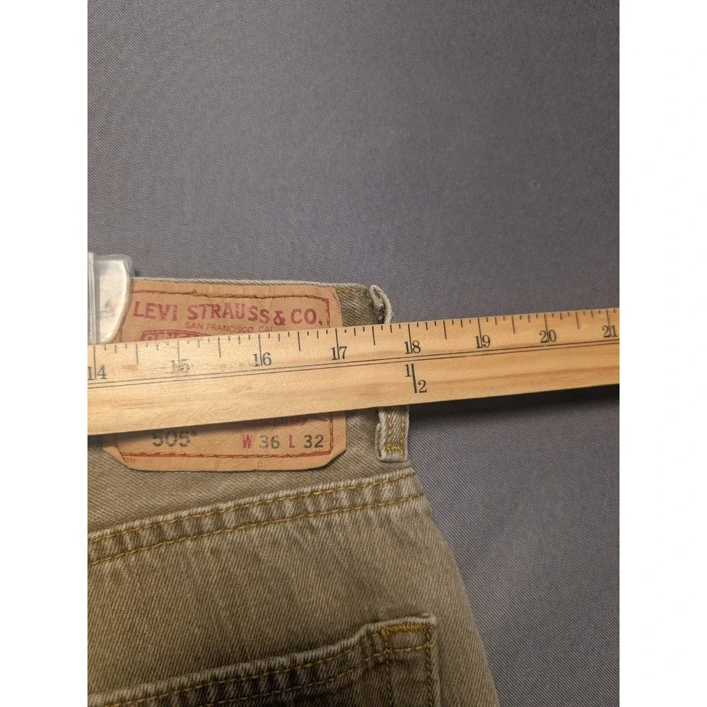 Levi's 505 Mens Jeans 36x32 Tan Denim Regular Fit Straight Leg Grunge Streetwear